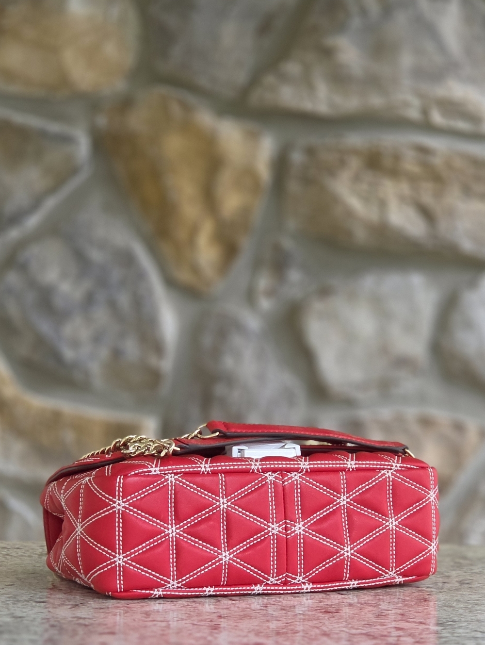 Michael Kors Sloan Large Red Chain Shoulder Bag - Picture 5 of 12